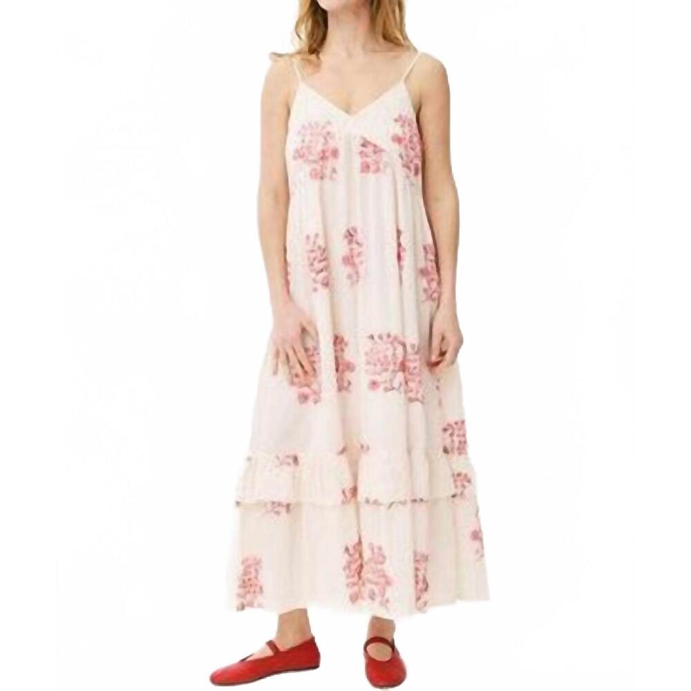 NEW MAISON ANANA cosette embroidered dress in pink and white